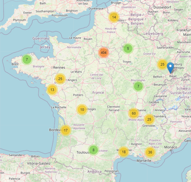 carte de France des entreprises cotées